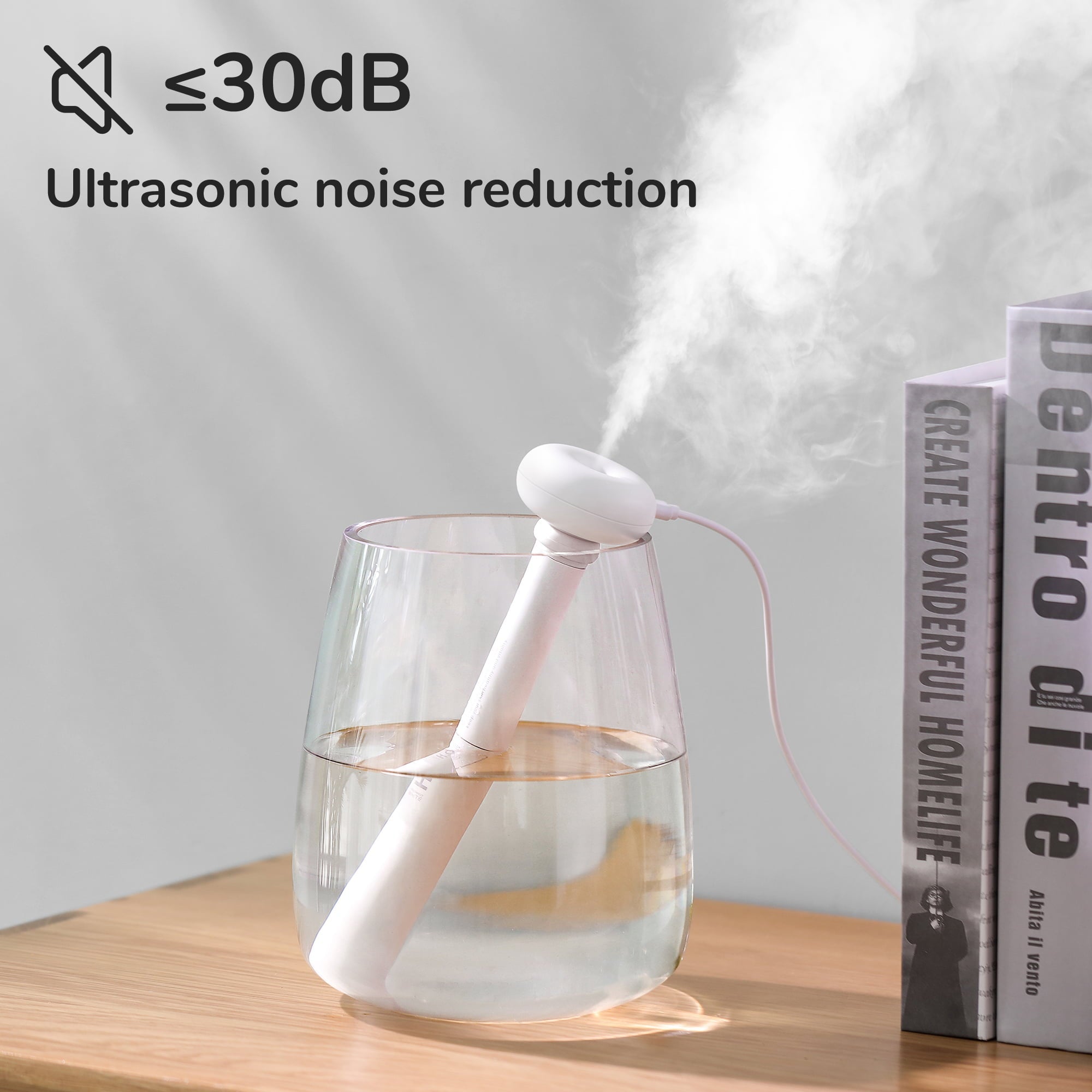 JISULIFE Mini Portable Humidifier, Small USB Personal Humidifiers with Ultra Quiet, Container Diversity, Auto Shut off, Tiny Travel Easy Use Humidifier for Plants, Car, Office, Hotel - White
