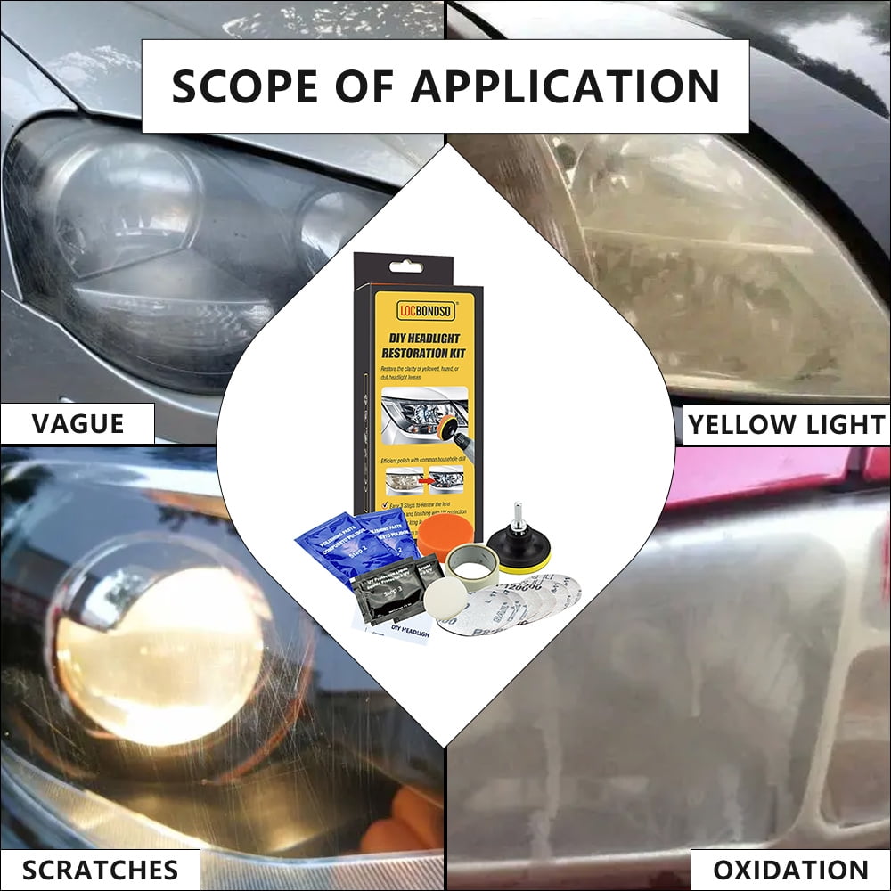 FIEWESEY Pro Car Headlight Lens Restoration Repair Kit Polishing Cleaner Cleaning Tool