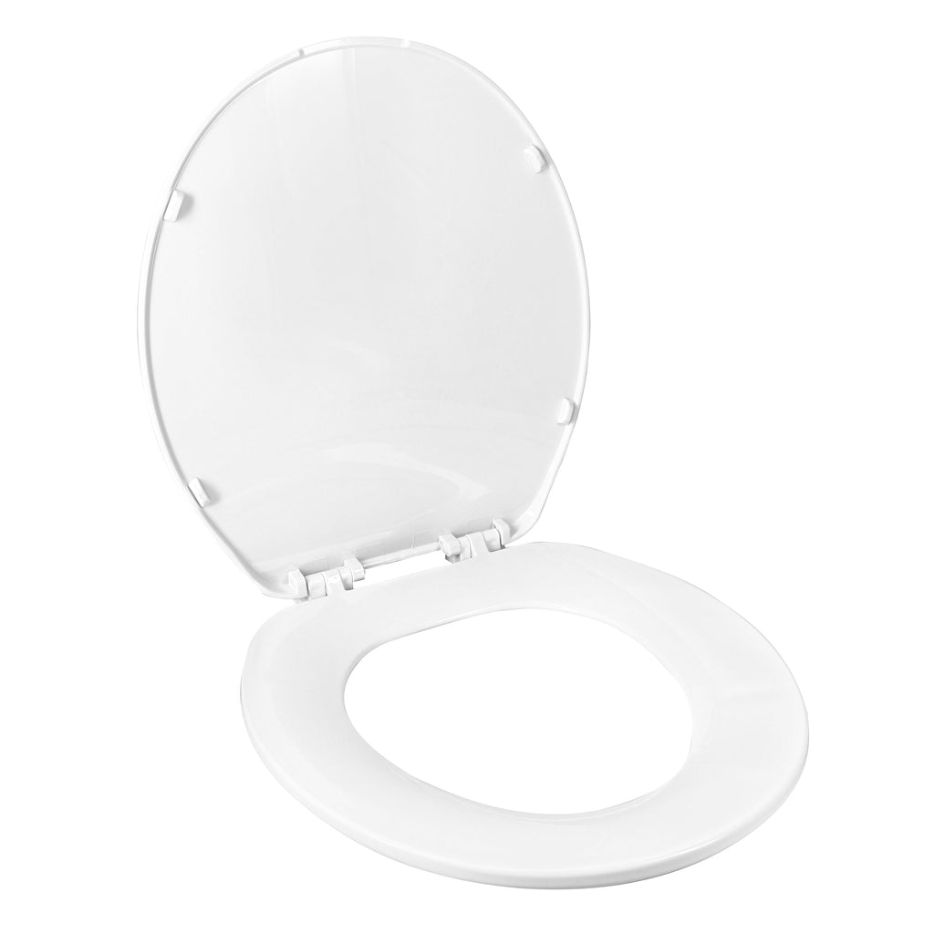 Clorox Antimicrobial Round Plastic Toilet Seat with Easy-off Hinges