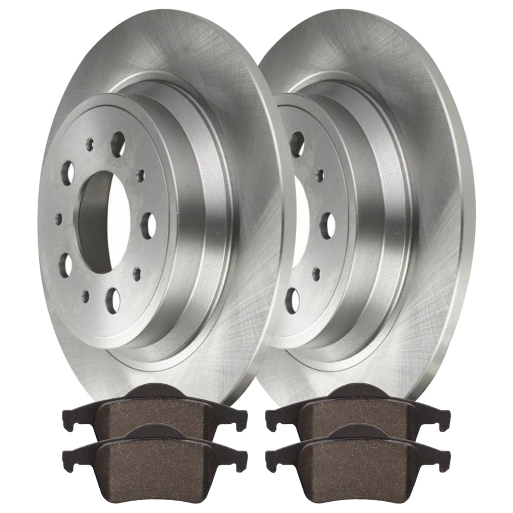 AutoShack Rear Brake Rotors and Ceramic Pads Kit Driver and Passenger Side Replacement for 1999-2004 2005 2006 Volvo S80 2001-2007 V70 2001-2009 S60 2003-2007 XC70 2.3L 2.4L 2.5L 2.8L 2.9L AWD FWD