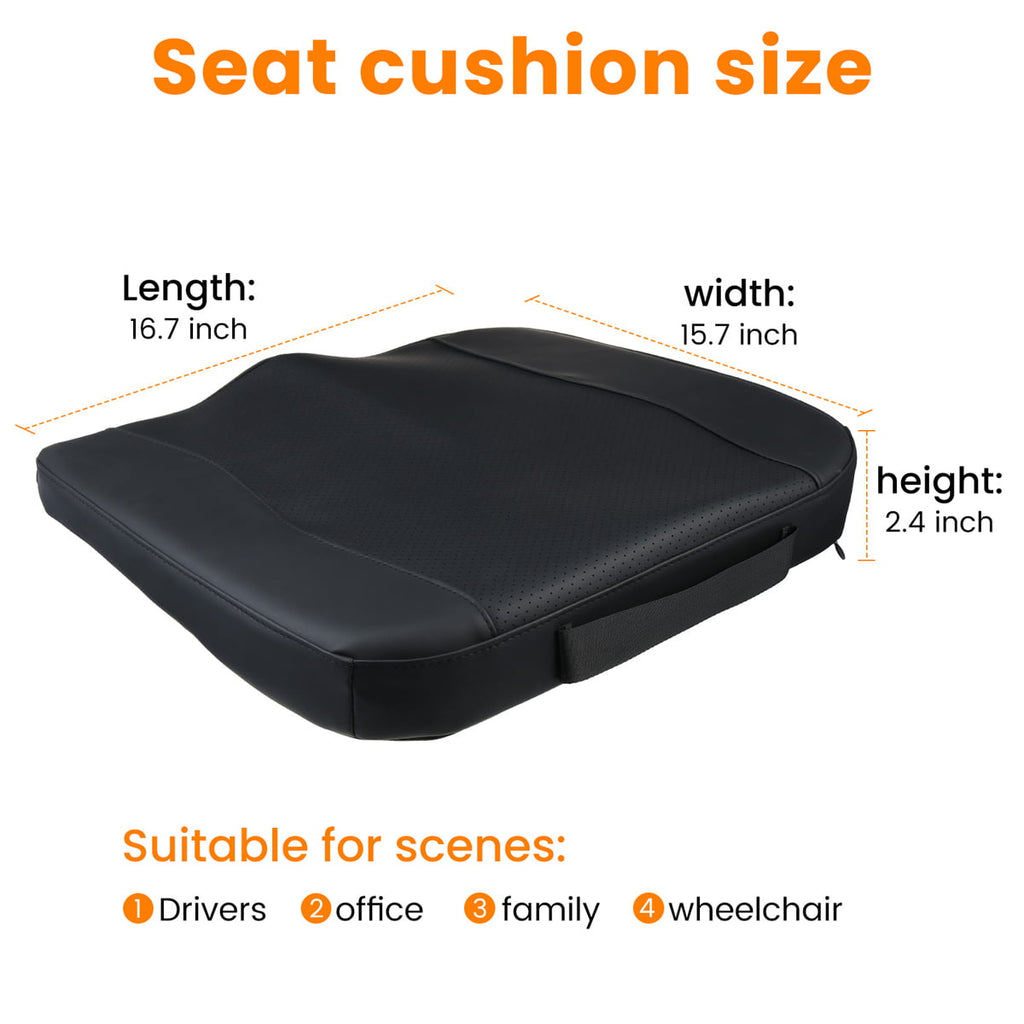 ELUTO High-Density Memory Foam Seat Cushion, Ergonomic Design for Office, Car, & Home Use with Waterproof & Non-Slip Features (Black)