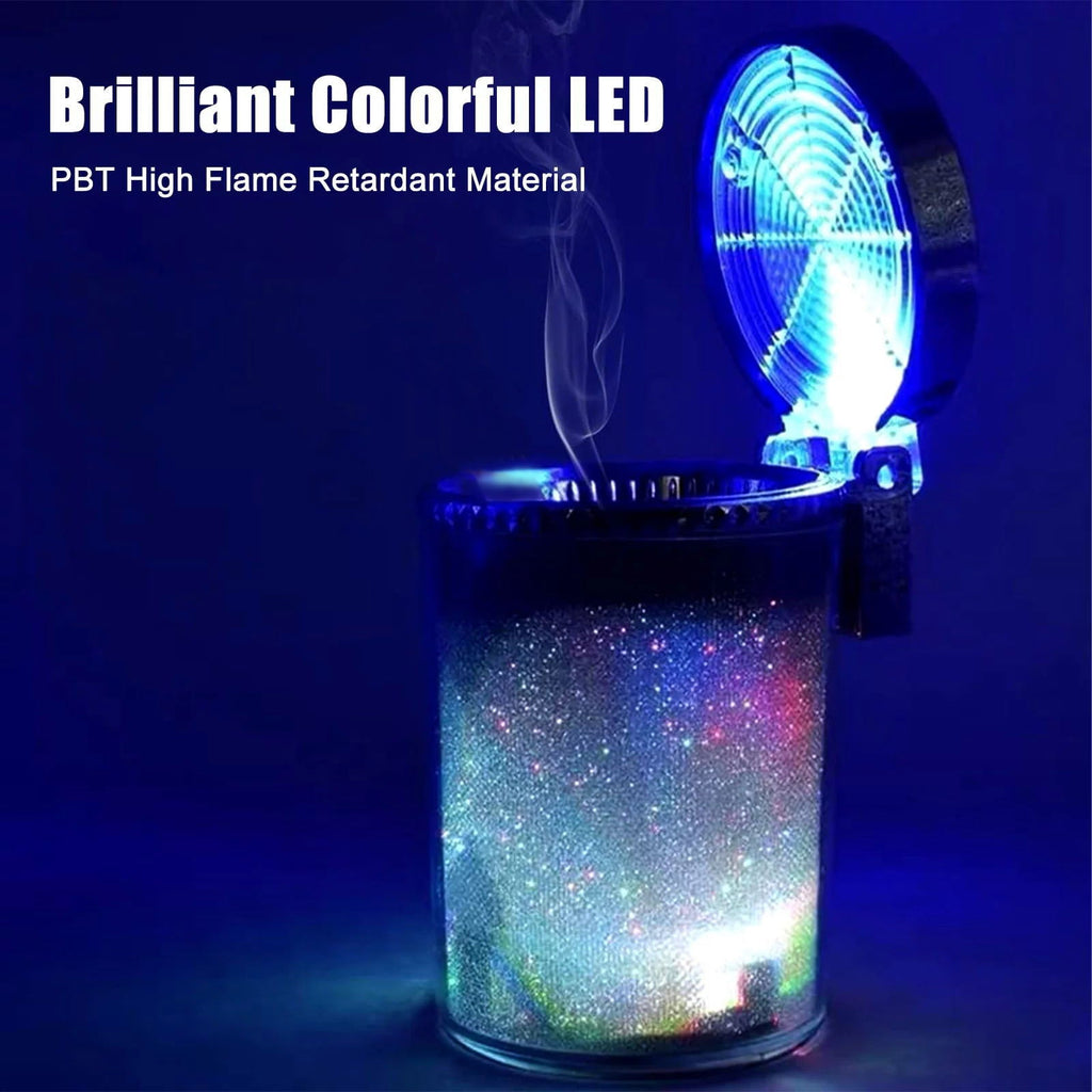 Car LED Light Ashtray, EEEkit Portable Car Ashtray with Lid, Stand Cylinder Smokeless Ash Tray, Mini Car Trash Can Auto Ashtray for Universal Cup Holder