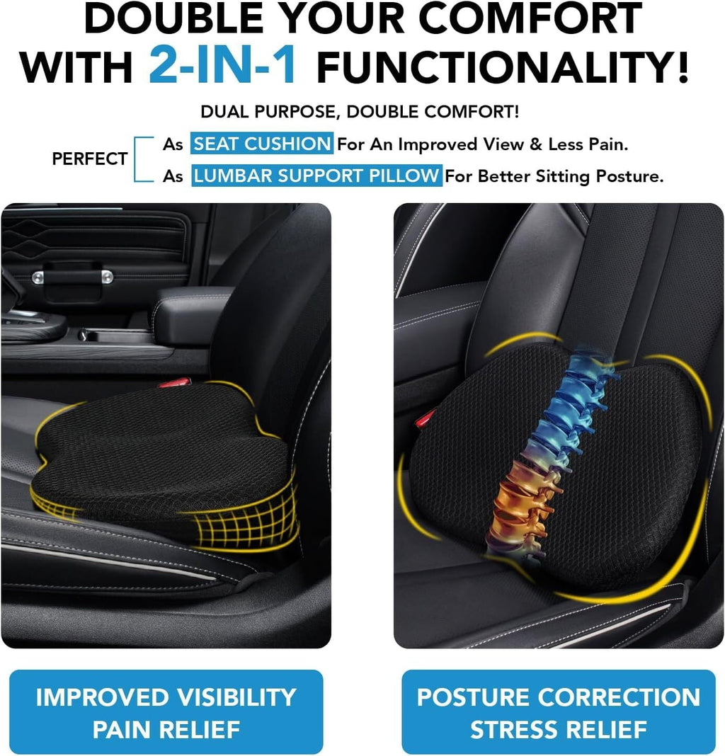 ORAKNIE Wedge Car Seat Cushion: Memory Foam Truck Seat Cushion for Car Seat Driver - Sciatica and Back Pain Relief for Drivers(Black)
