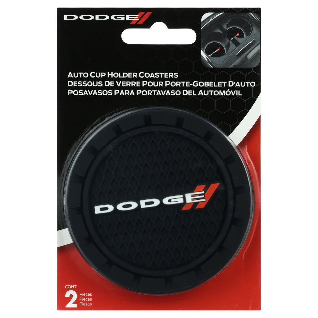 Plasticolor Dodge Automotive Cup Holder Coasters, Black, 2 Pack