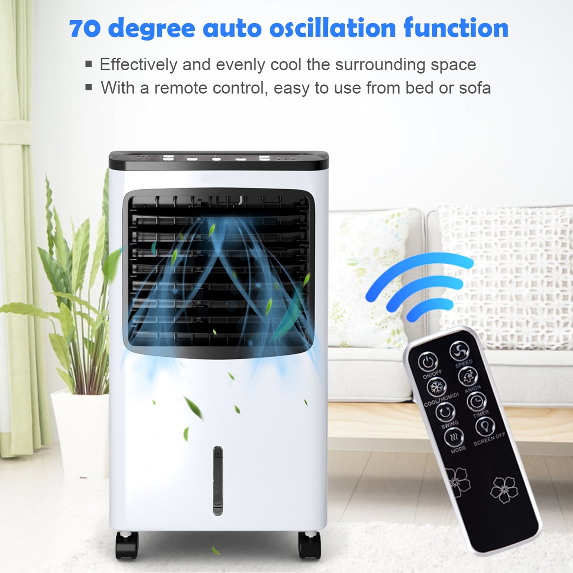 Gymax Evaporative Air Cooler Fan w/ 3 Modes and Speeds Home Office