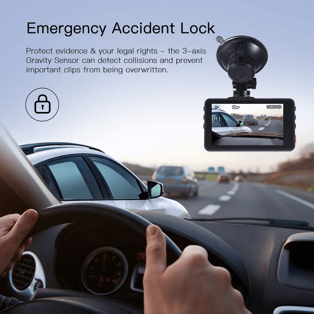 APEMAN C450 Dash Cam 1080P FHD 3" Car Camera 170° Wide Angle Screen, Parking Monitor, Black