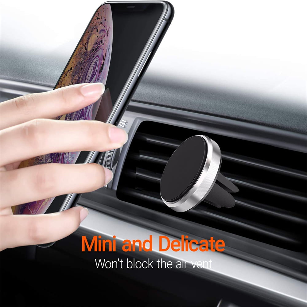 DKLGG Phone Car Holders, Cell Phone Car Holder Universal Magnetic 360°Rotation Car Vent Phone Cell Holder for All Smartphones, Silver