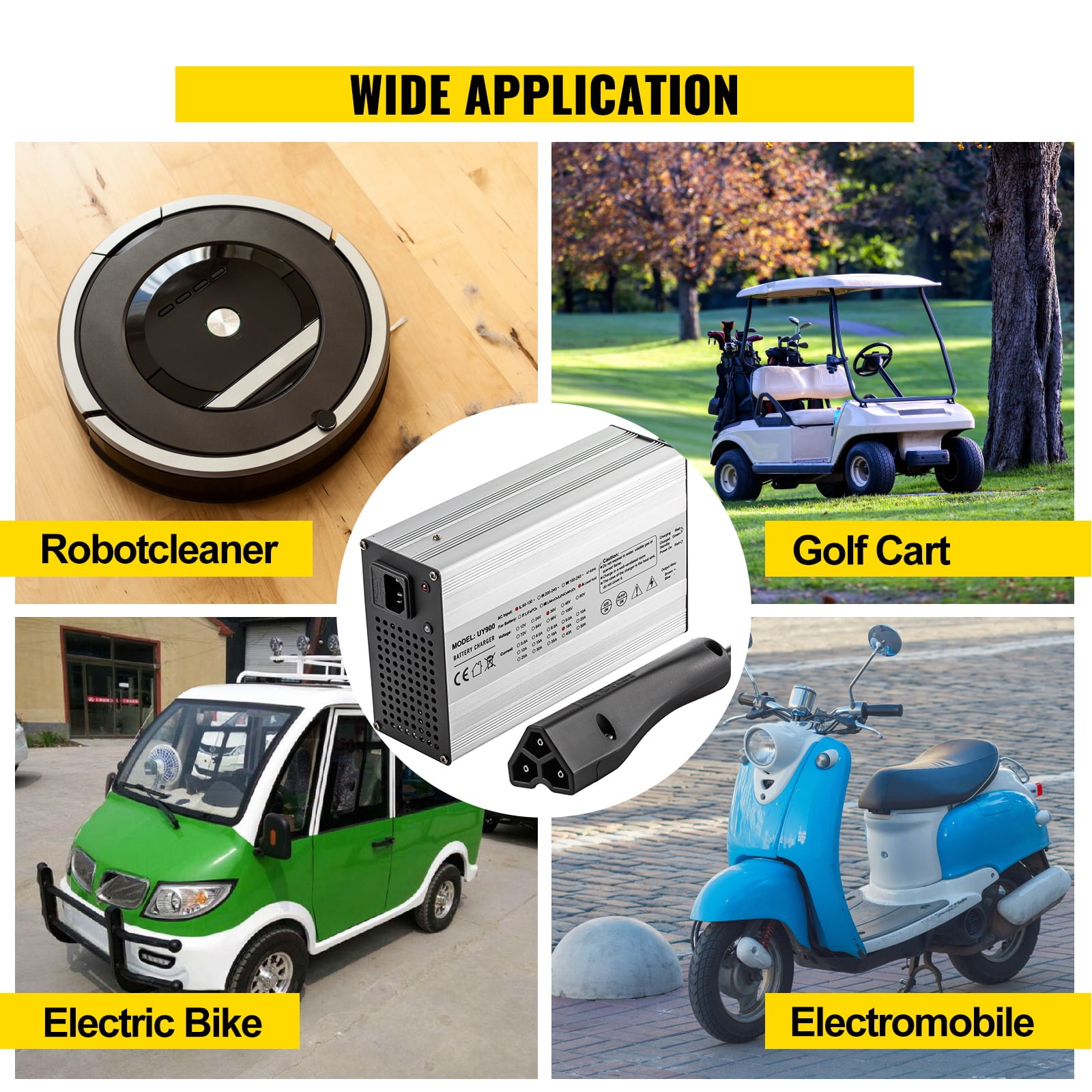 BENTISM Golf Cart Battery Charger Club Car Charger 48V 15A RXV Plug/LED for Ez Go