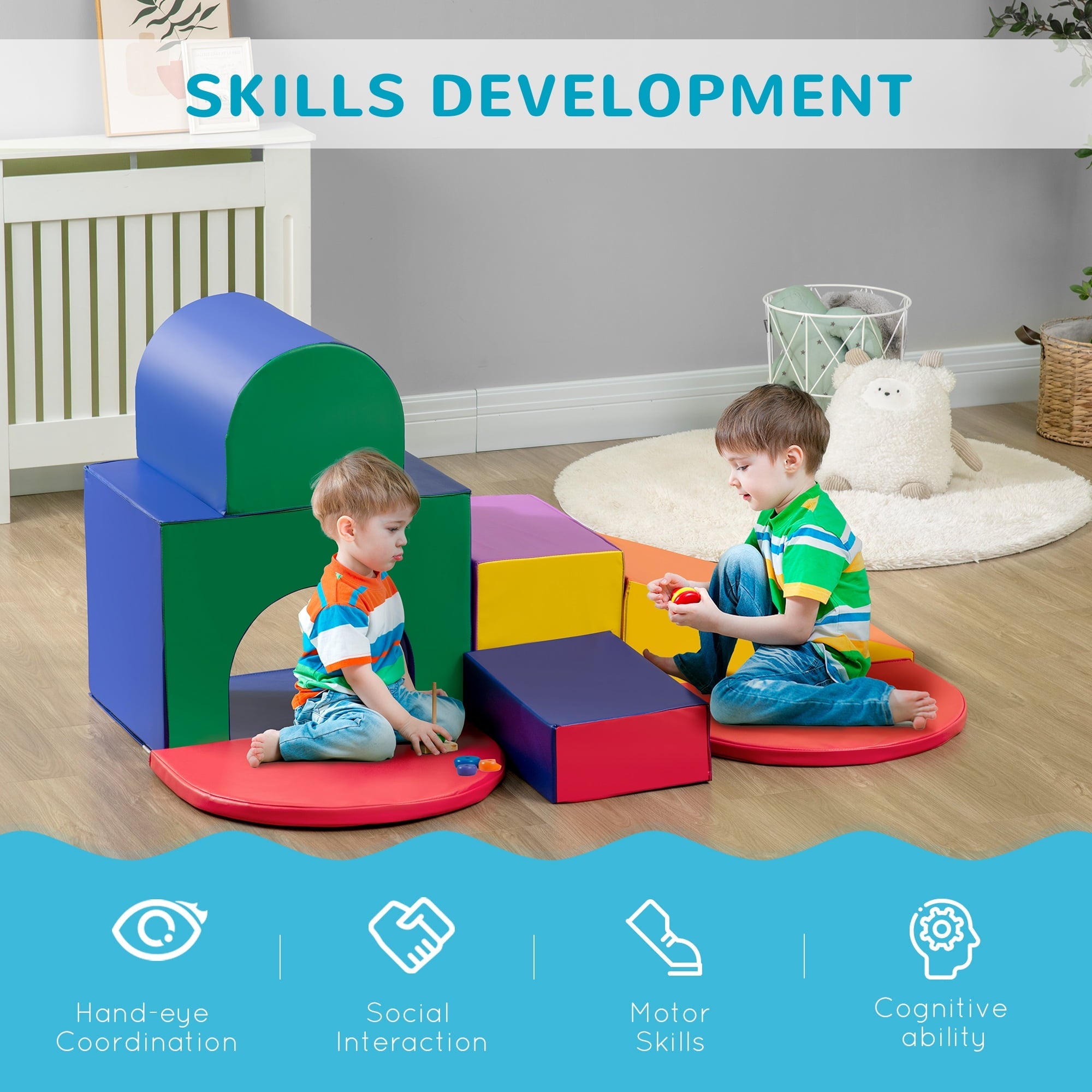 Qaba Rearrangeable Toddler Climber Soft Play Equipment for Creativity