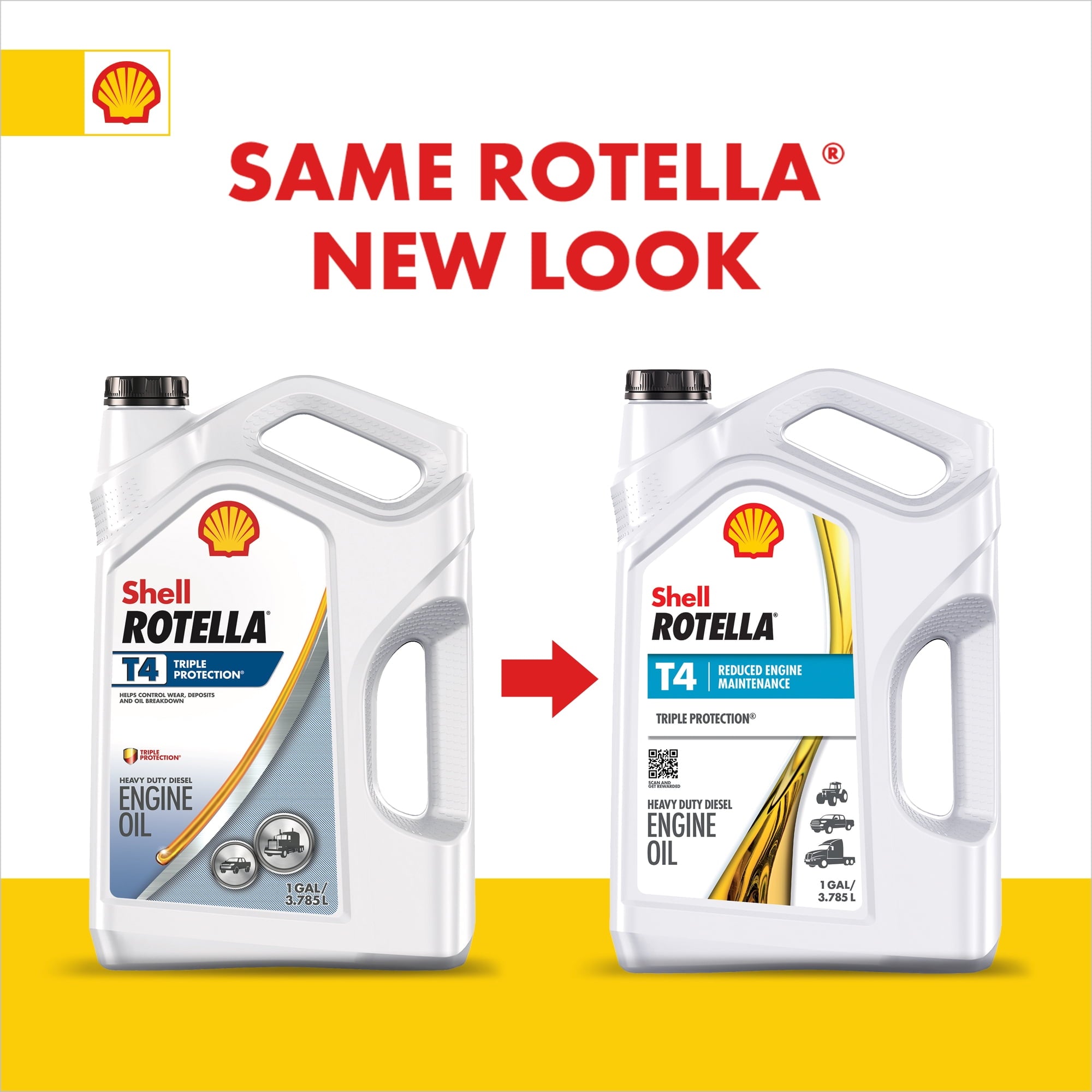 Shell Rotella T4 Triple Protection 15W-40 Diesel Motor Oil, 1 Gallon