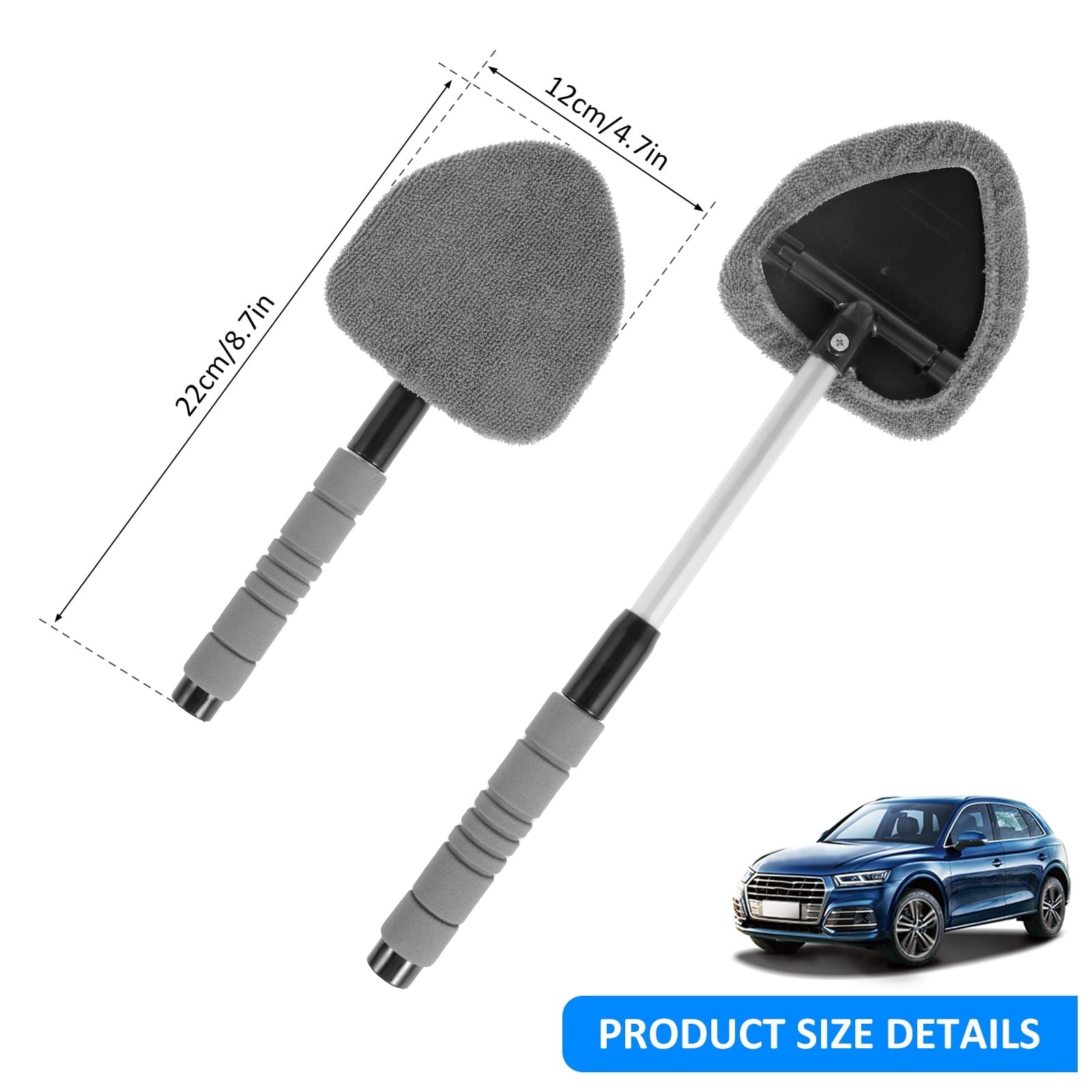 CIVG Windshield Cleaner Microfiber Car Window Cleaner with 4 Reusable and Washable Pads Extendable Handle and Spray Bottle Auto Interior Exterior Glass Wiper Car Window Cleaning Tool Kit