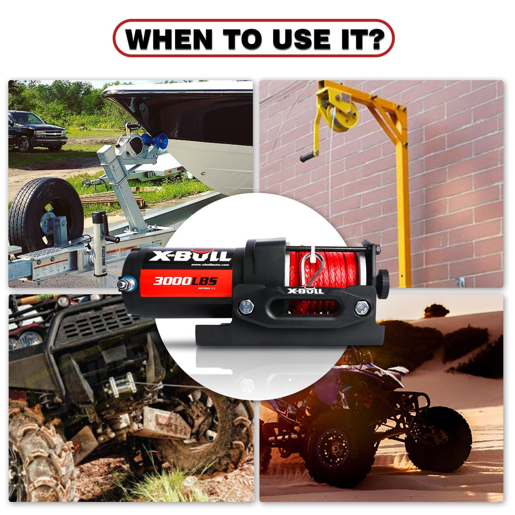 X-BULL 12V 3000LBS Electric Winch Synthetic Rope Electric Winch for Towing ATV/UTV Off Road