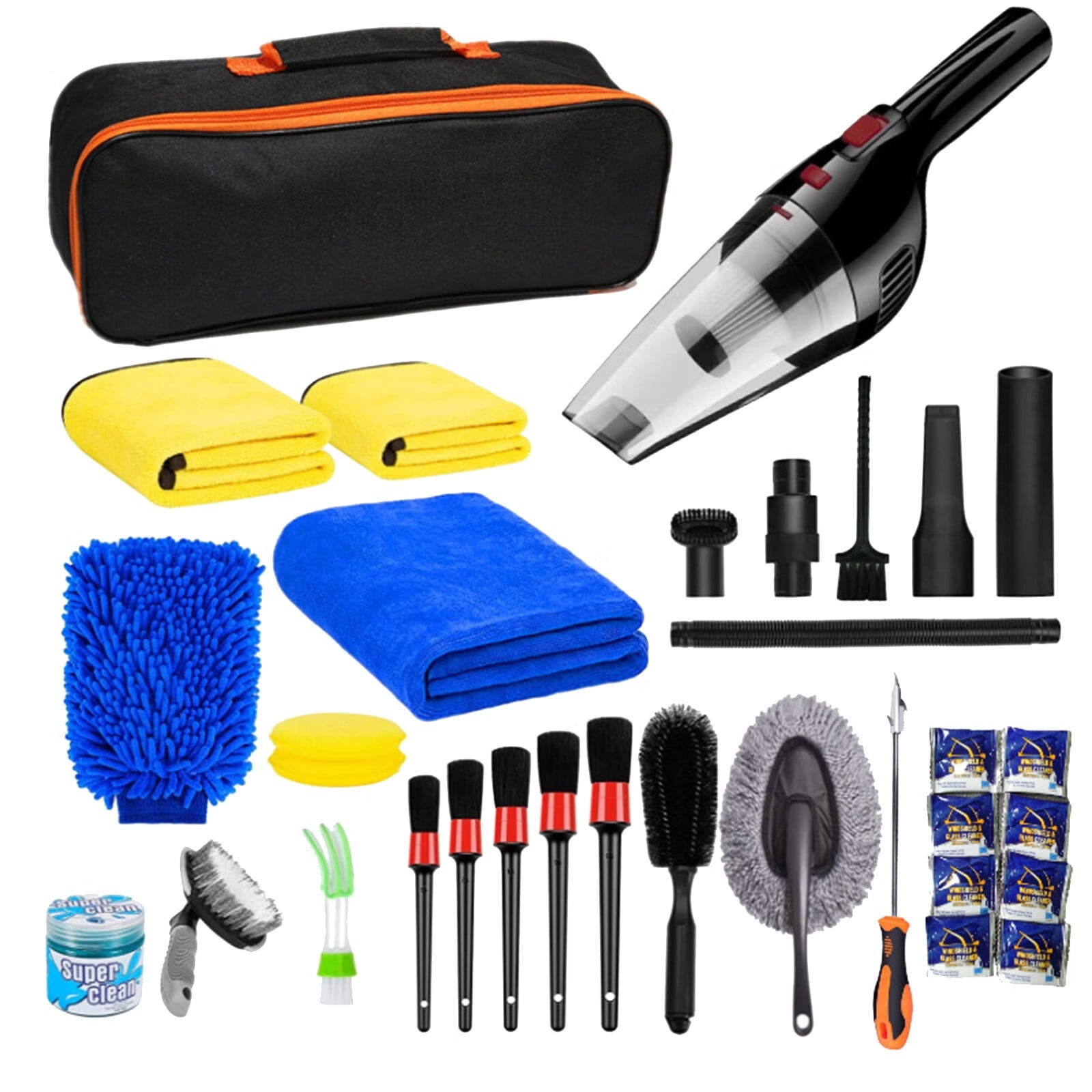 Randolph Efficient Complete Car Interior Vacuum Cleaner Set 33 Piece Set Tire Cleaning Tool Car Wash Brush