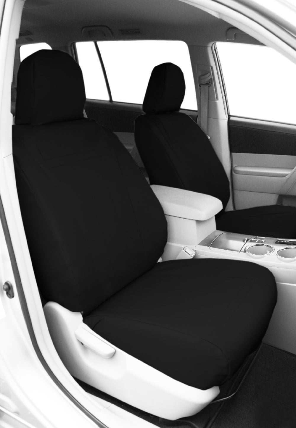 CalTrend Front Buckets DuraPlus Seat Covers for 2020-2022 Toyota Highlander - TY566-01DD Black Insert with Black Trim