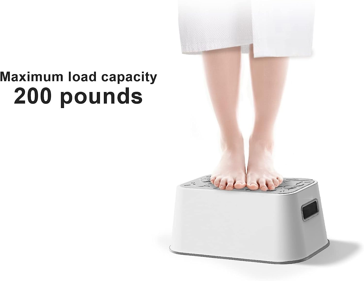 Uncle Wu Kids Step Stool - Potty Training Stool - Slip-Resistant Surface One Step Stool for Kids/Adult (Gray White)