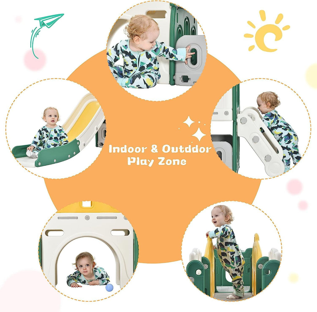 Holaki 6 in 1 Toddler Slide Set, Kids Slide for Toddlers, Kids Playing Climber Sliding Playset with Basketball Hoop, Tunnel and Storage Space, Toddler Playground Indoor Outdoor