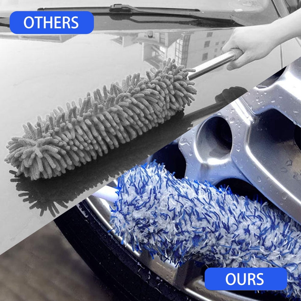 Car Wheel Tire Rim Wash Brush Detailing Cleaning Microfiber Auto Care Washing Tool Car Accesories （Blue）