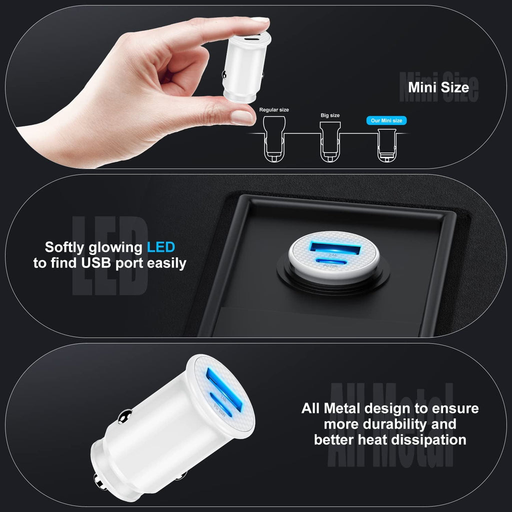 iPhone Fast Car Charger, [Apple MFi Certified] Apple Car Charging Adapter, Dual Port USB A and USB C Plug with 2Pack 6ft Lightning Cable for iPhone 15/14/13/12/11 iPad Case