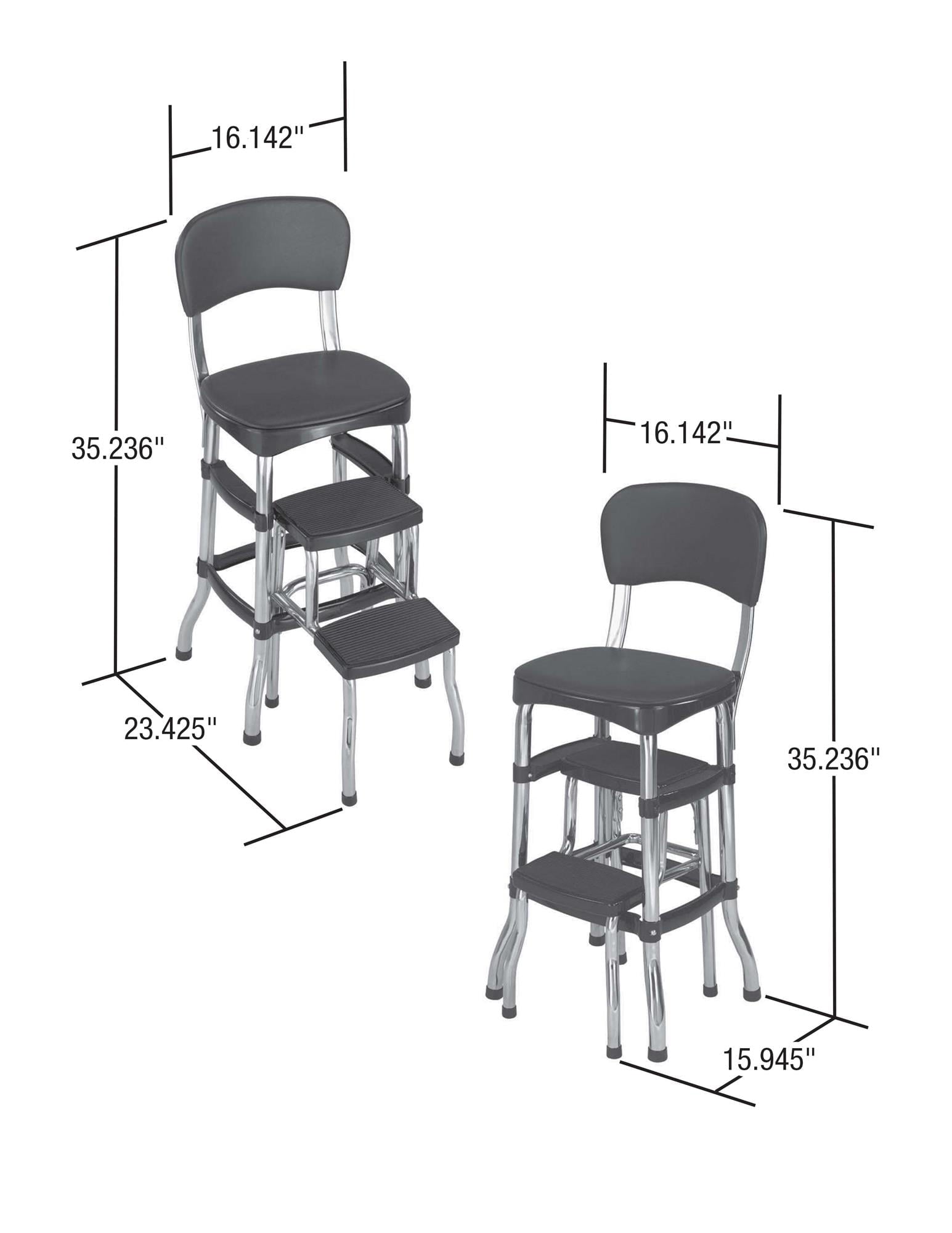 COSCO Stylaire Retro Chair + Step Stool with sliding steps, Black