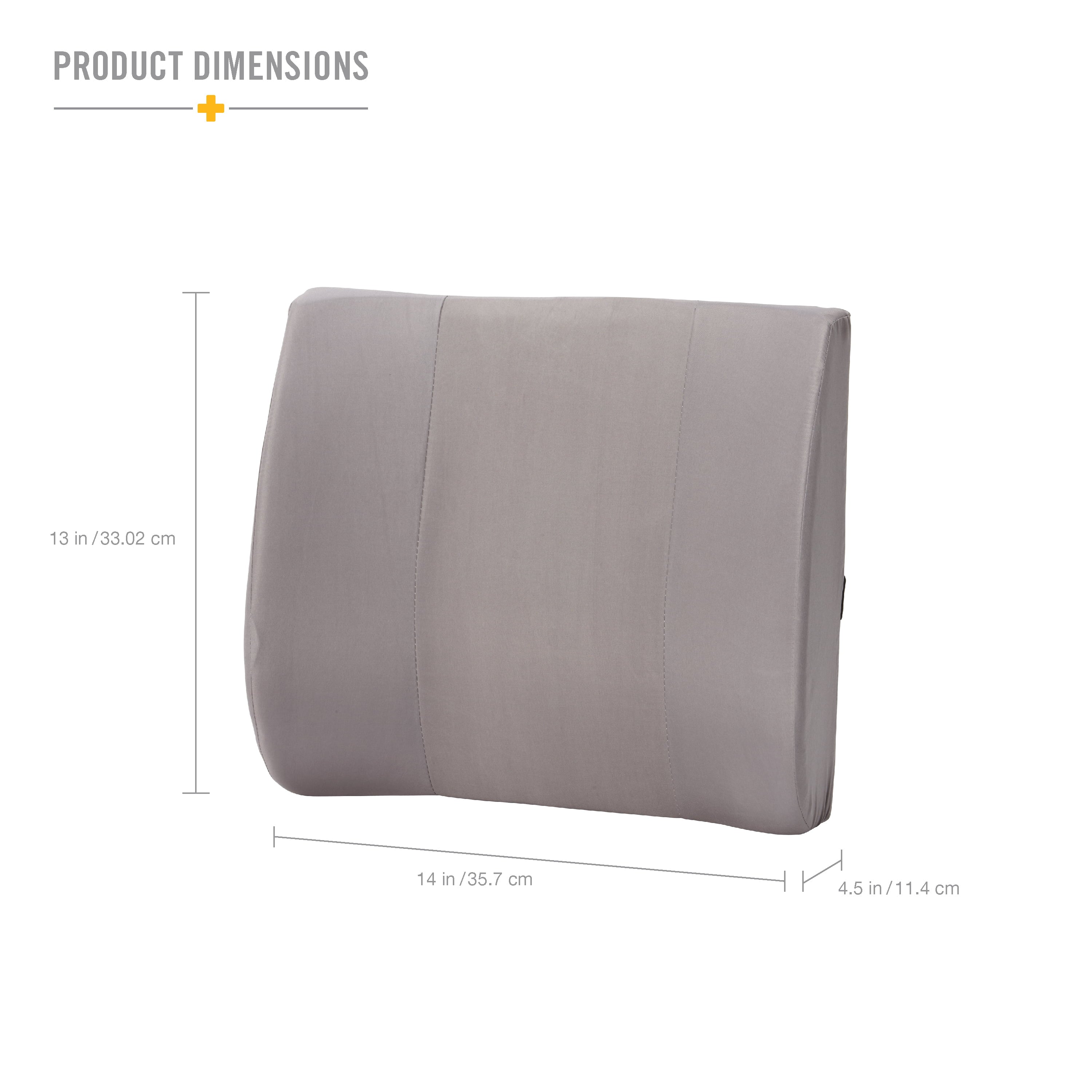 Duro-Med Contour Foam Lumbar Back Support Cushion Pillow with Strap, Gray