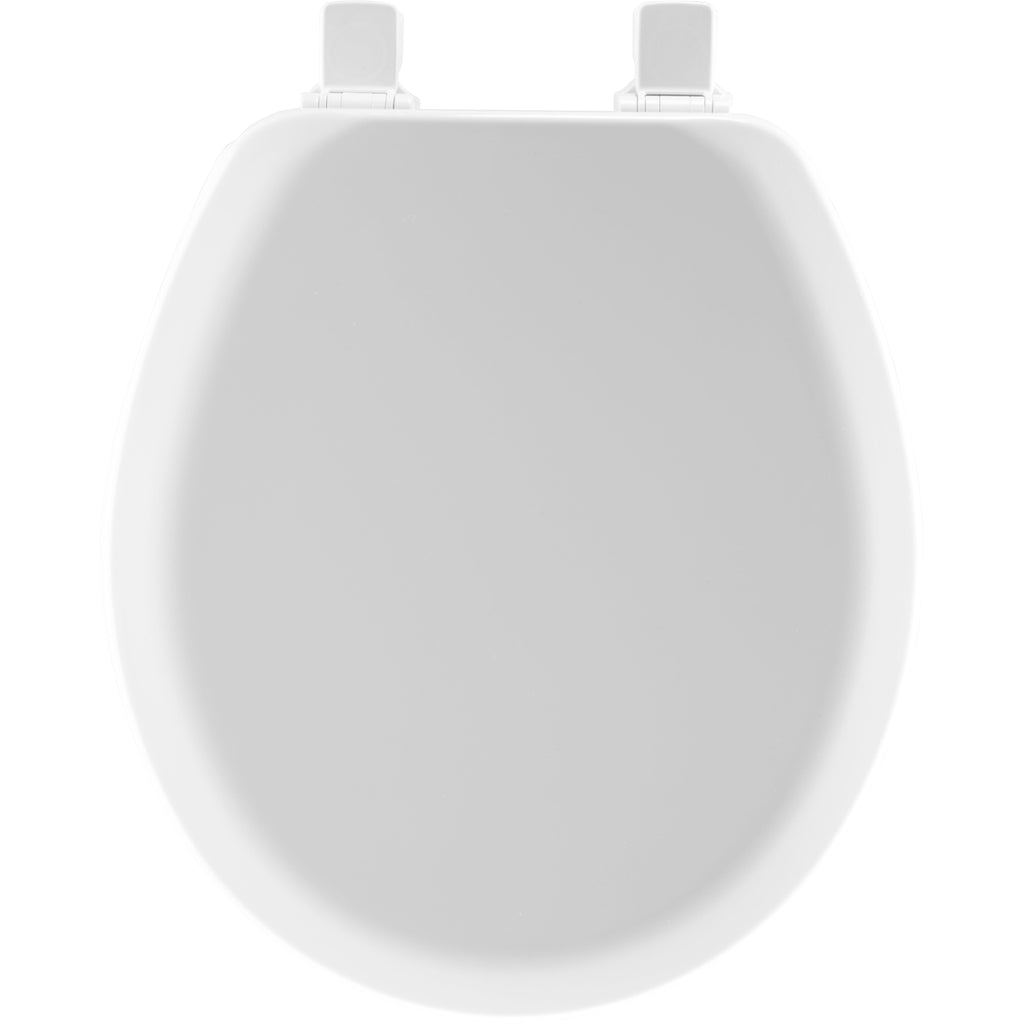 Mayfair Cameron Round Enameled Wood Toilet Seat in White with STA-TITE Seat Fastening System and Easy Clean Hinge