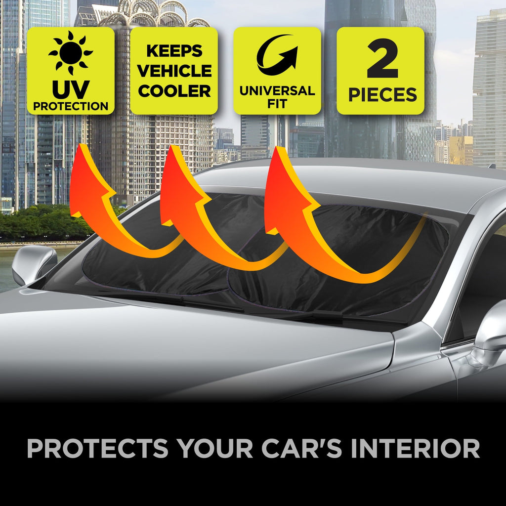 Auto Drive Black Twist Sunshade for Automotive Windshield 1 Pair, 28.5" x 31.5"
