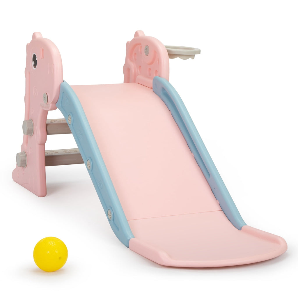 UWR-Nite Kids Slide Freestanding Climber Slide for Toddler Indoor Outdoor Playground Slipping Slide Toy Playset with Basketball Hoop & Ball for Boys, Girls