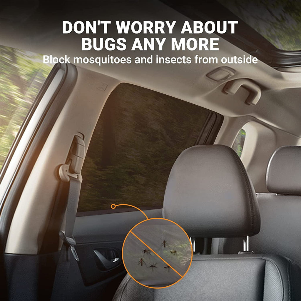 AstroAI Car Window Shade, Rear Stretchable Breathable Mesh Fabric 26.4H x 51.2L, for Most Vehicles (2 Pack, Black)