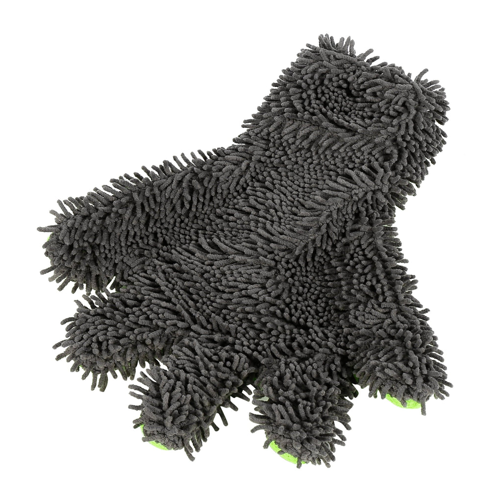 Unique Bargains Green Gray Car Wash Mitt Microfiber Five Finger Glove Double Sided Dirt Washing Tool Absorbent