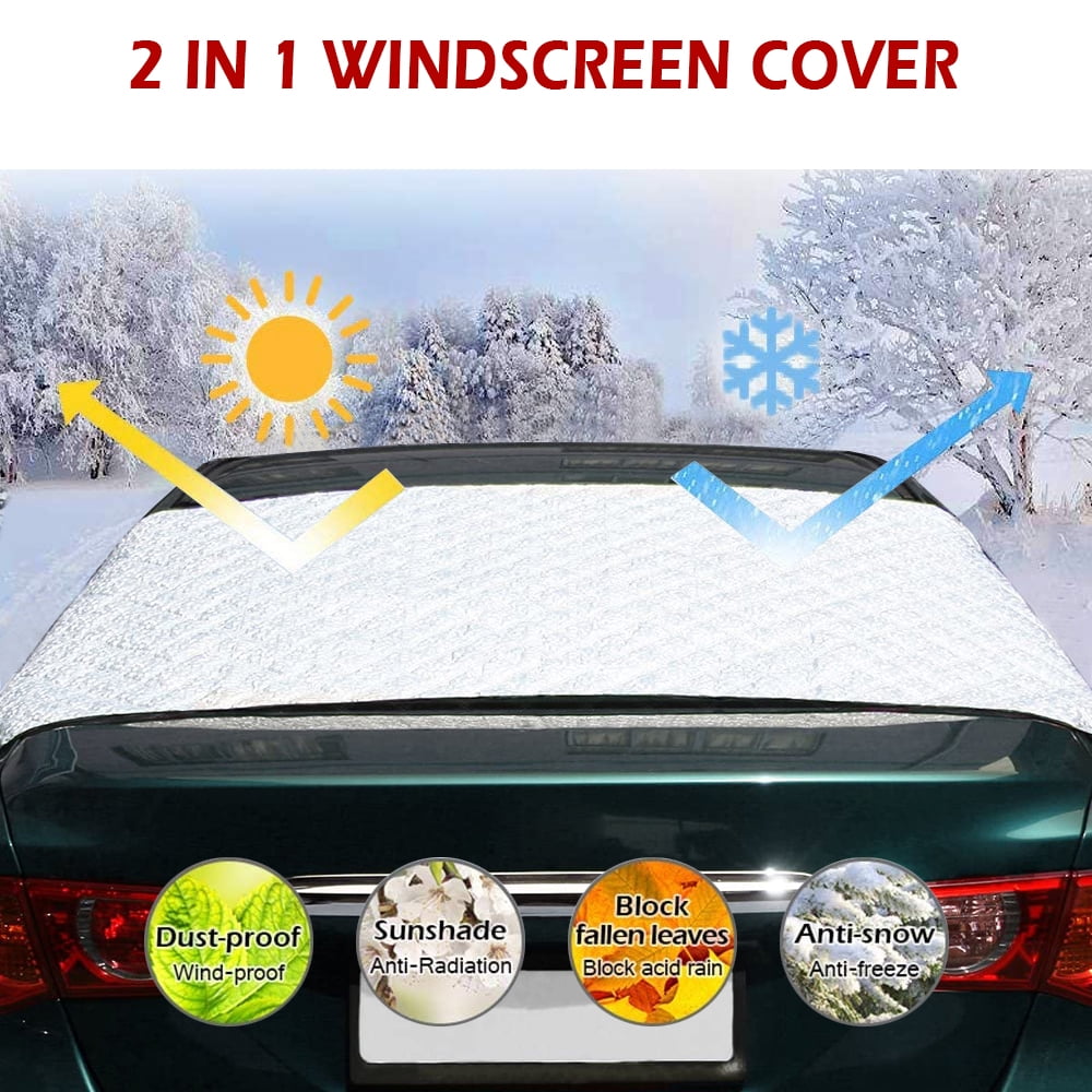 IC ICLOVER Winter Snow Cover & Car Rear Windshield with Magnetic Edge Shade Ice Frost Sun Rain Resistant Waterproof Windproof Dustproof for Outdoor Cars ,Suvs & Vans