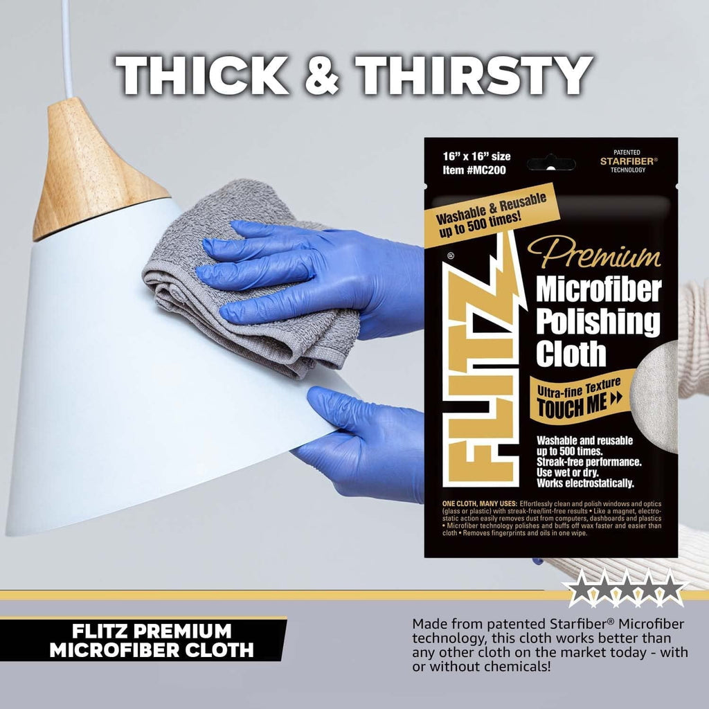 Flitz Microfiber Polishing Cloths - 16" x 16" - 4-Pack