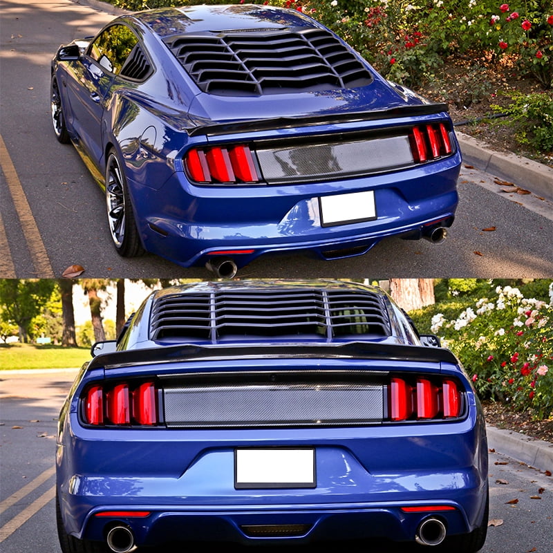 Ikon Motorsports Compatible with 15-23 Ford Mustang IKON Rear Window Louver Sun Shade Cover Windshield Vent - ABS 2015 2016 2017 2018 2019 2020