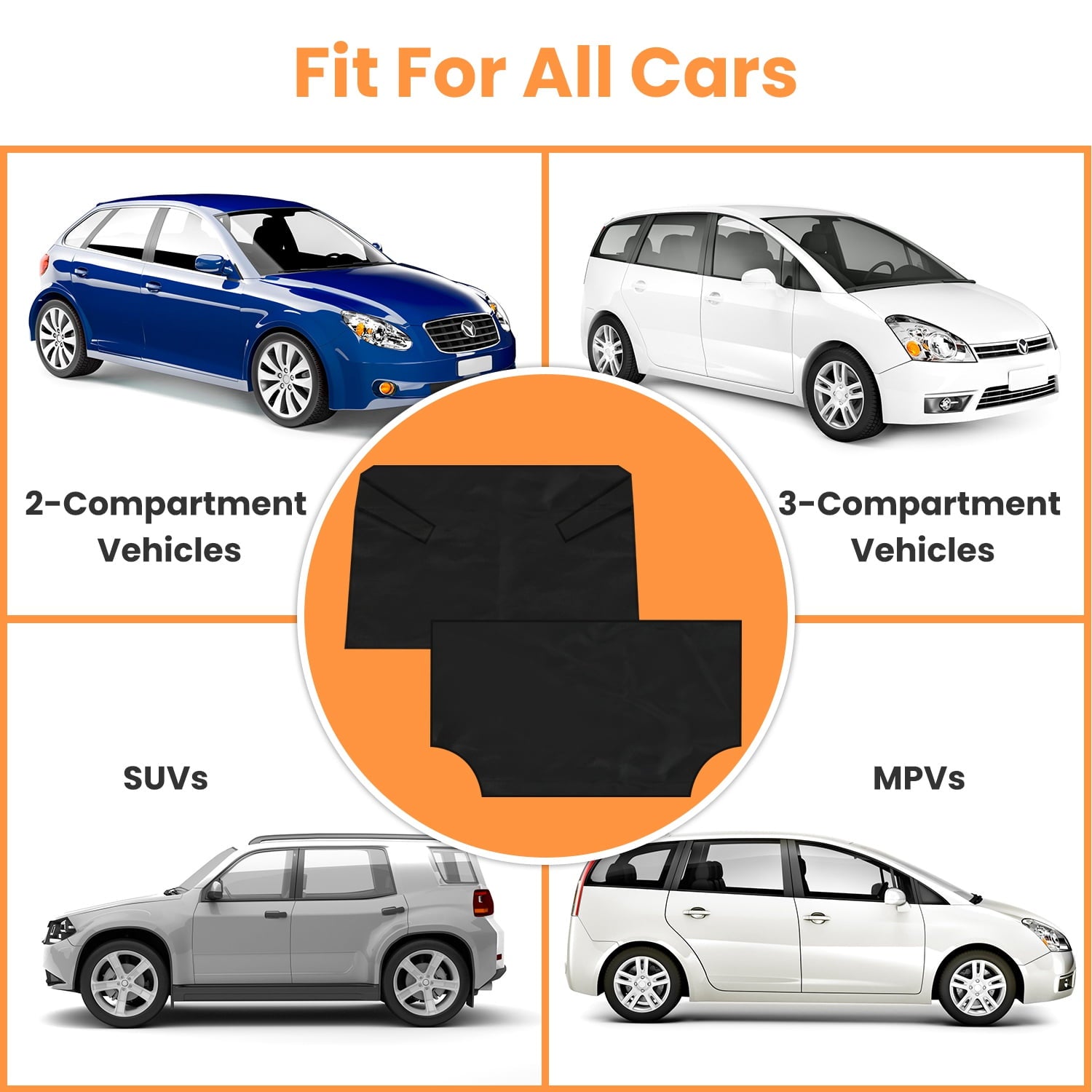 iMounTEK Front Rear Car Frost Guard Winter Windshield Cover for All SUV MPV, Car Accessories for Protection, Black CJ4524