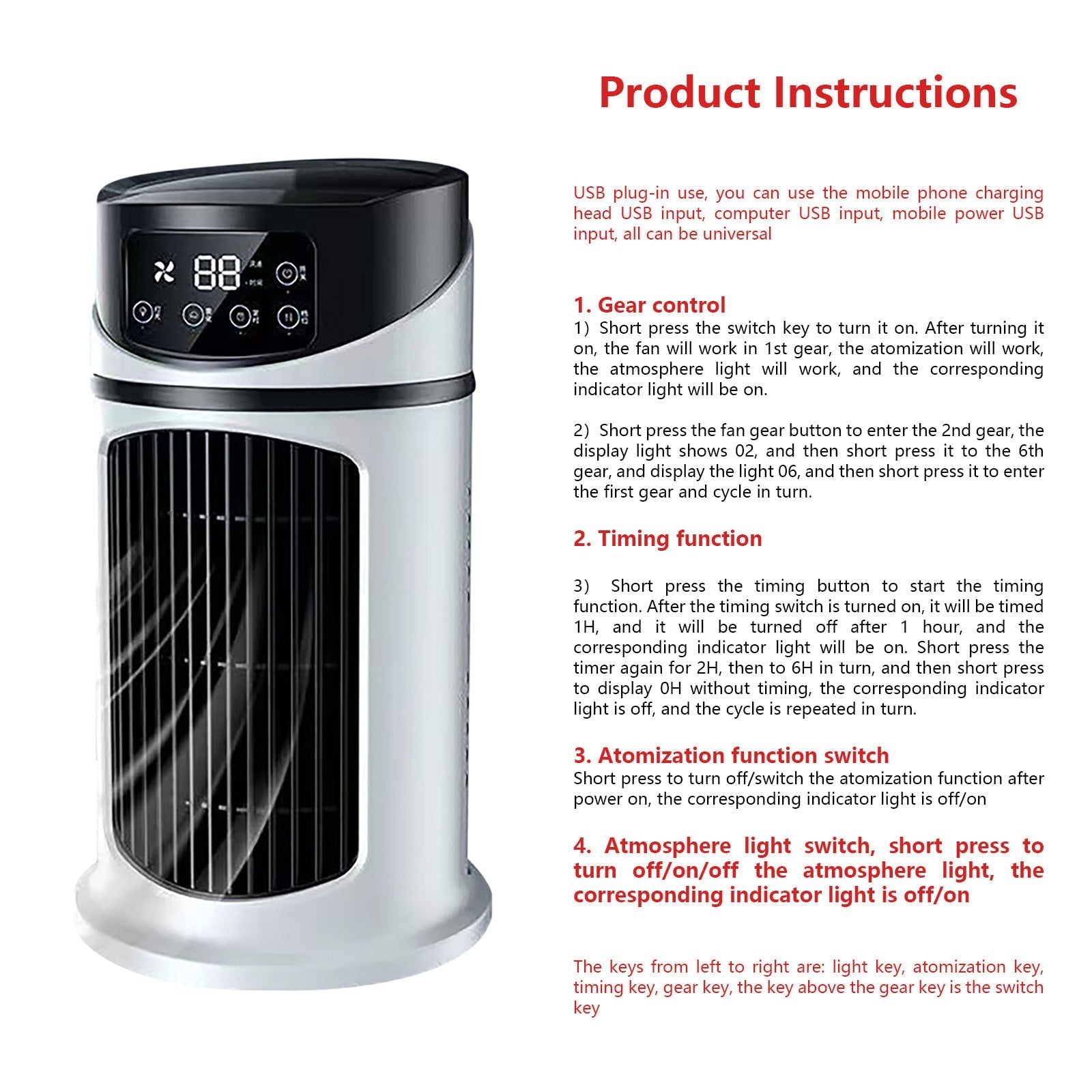 Vikakiooze Promotion on sale! Mini Air Cooler Desktop USB Small Air Conditioner Household Dormitory Fan/air conditioner portable for room