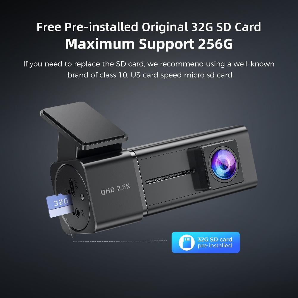 Ecomoment Dash Cam Front 2.5K Car Camera, 2560x1440P Dash Camera for Cars, Mini Dashcams with 32G SD Card, WiFi APP Control, Night Vision, 24H Parking Mode, Loop Recording, G-Sensor,WDR, Uber