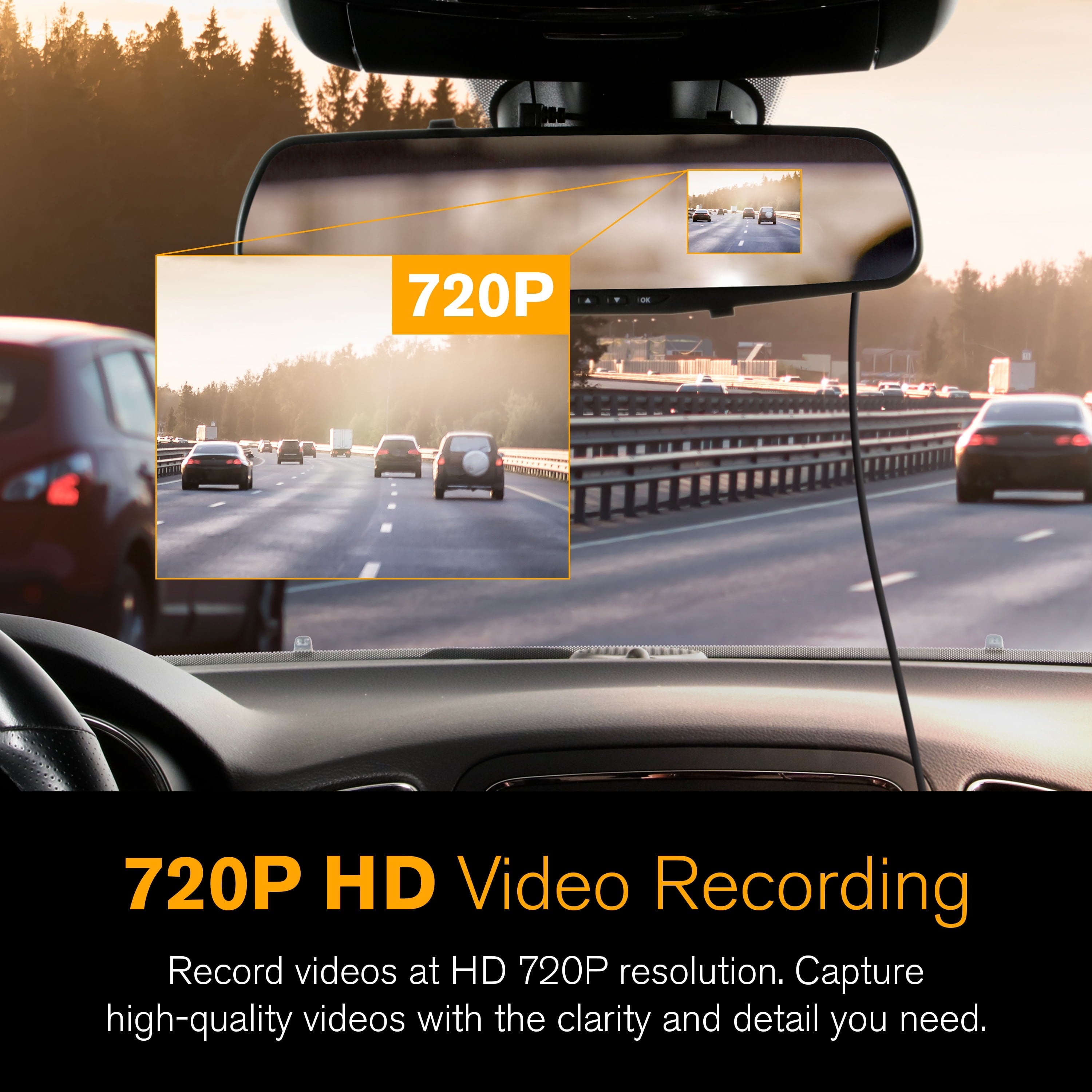 YADA 720P Mirror Roadcam, Add-on Rear View Mirror & HD Dash Cam 2-in-1, 2.4" LCD Monitor