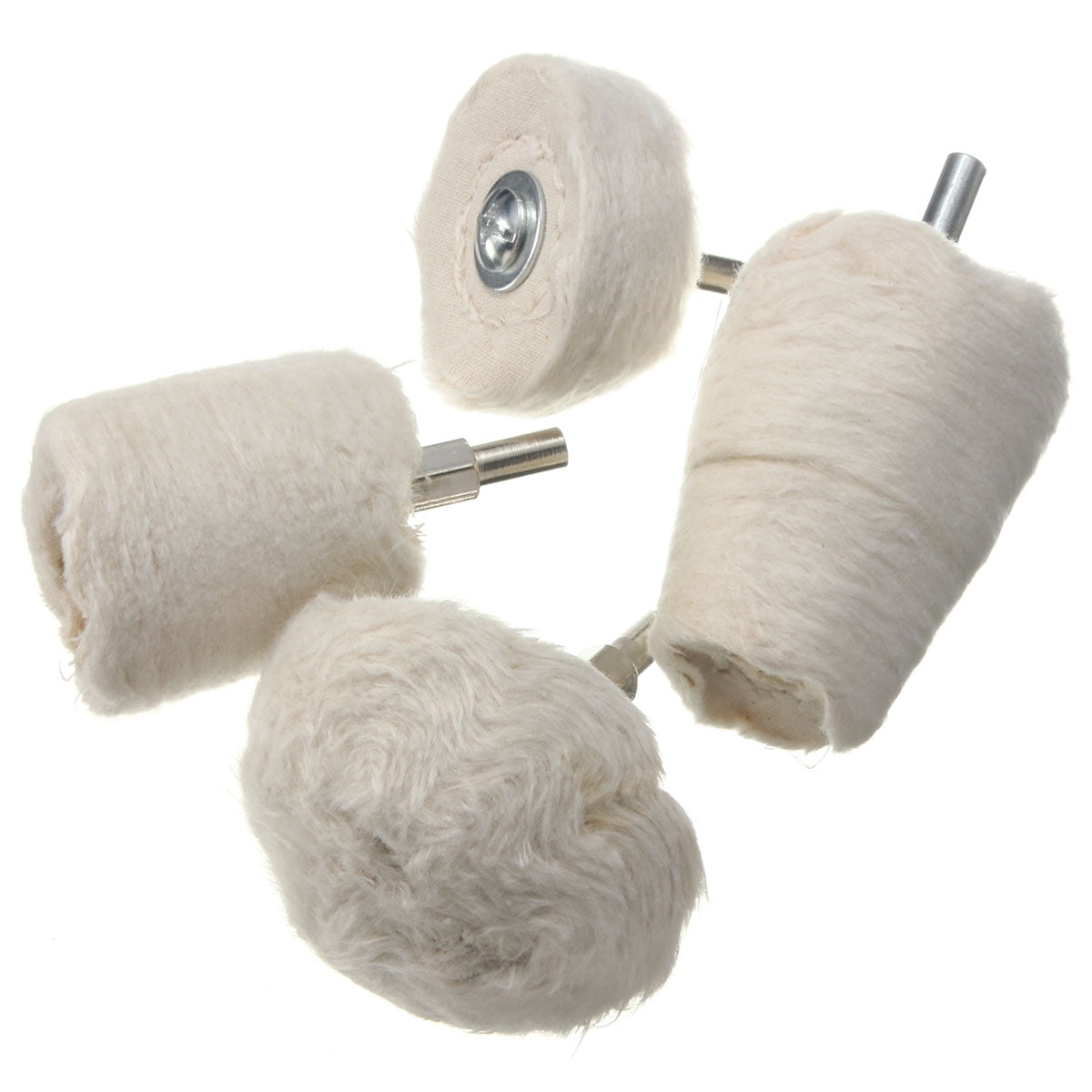 MATCC Polishing Wheel For Drill,Polishing Pad Buffing Wheel Kit Wheel Polisher Buffing for Drill 4Pcs White Flannelette Polishing Mop Wheel Grinding Head with 1/4" Handle for Dremel Tools…