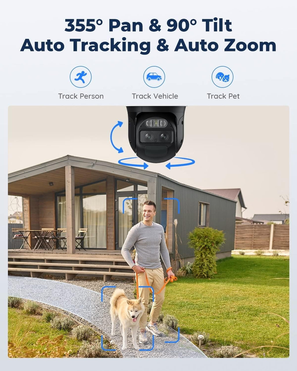 REOLINK 2K 360° PTZ Cameras for Home Security Outside, Dual Lens with Auto Tracking, 6X Hybrid Zoom, 2.4/5GHz WiFi, 4MP Color Night Vision, Solar Security Cameras Wireless Outdoor