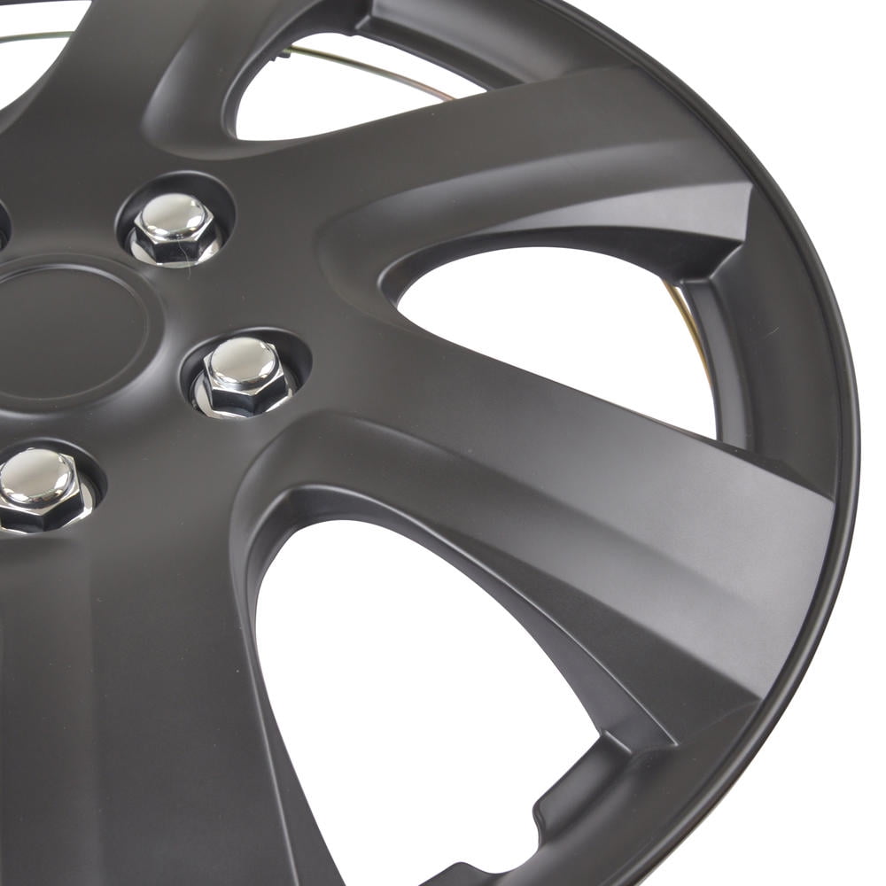 BDK Hubcap Wheel Covers Toyota Camry 2006-2014 Style - 16 Inch Silver Replica Cover, OEM Factory Replacement (4 Pieces) (Matte Black)