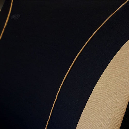 8 Pieces Flat Cloth Sleek Design Black and Tan Front and Rear Car Seat Covers Set - Shipping Included