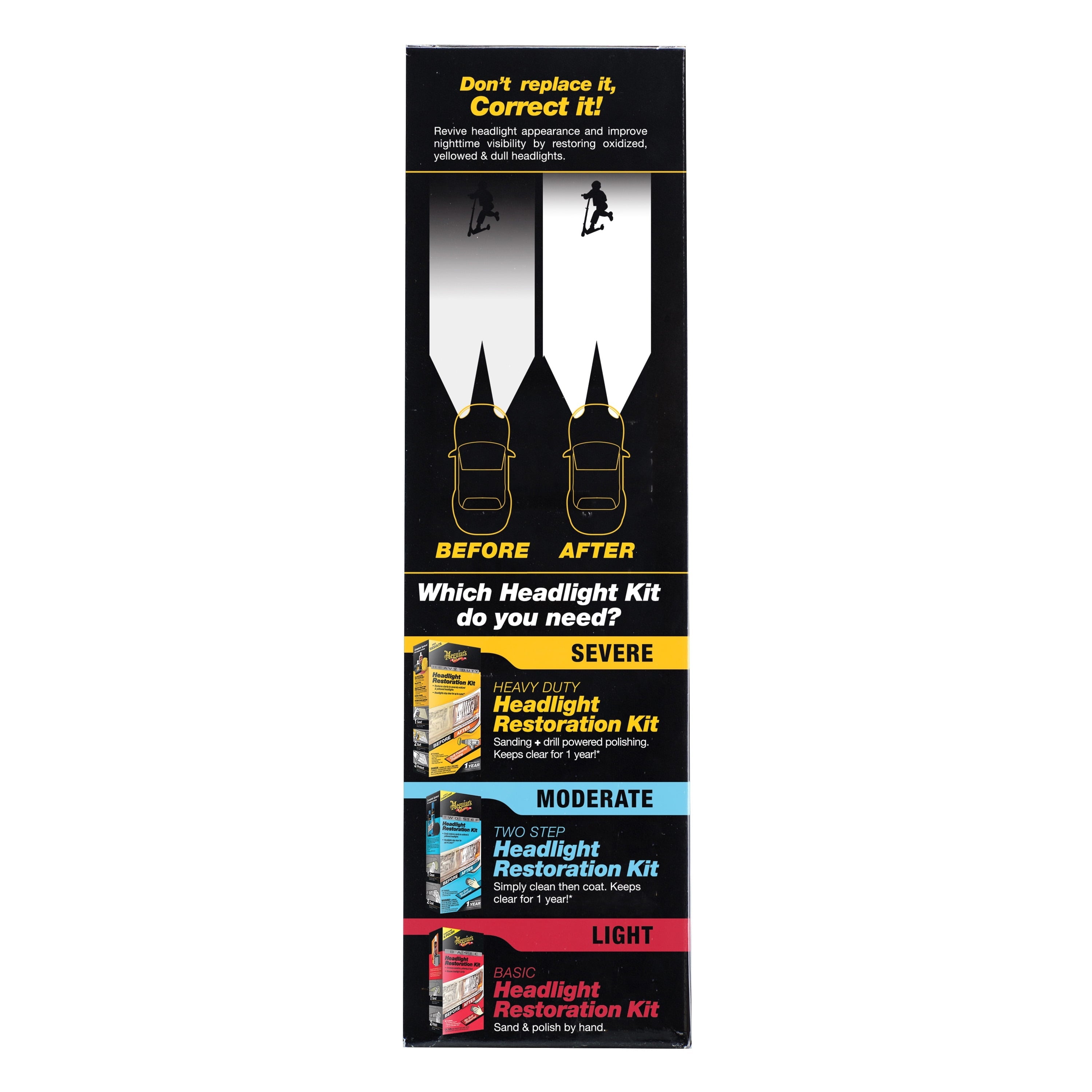 Meguiar's Two Step Headlight Restoration Kit, Clear – Cleaning Solution, 4 Count (1 Pack)