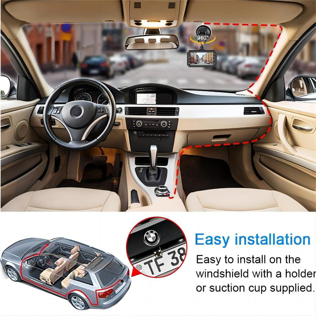Hanru 1296P HD Dash Cam Front and Rear Dual Dashcam, Dash Camera, 4-inch Touch Screen LCD Display Car Camera, Night Vision, Parking Mode, G-Sensor, Loop Recording, 170° Wide Angle DVR Recorder