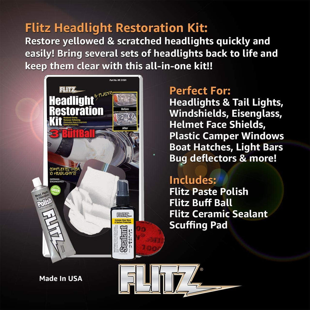 Flitz HR31501W Headlight and Plastic Restoration Deluxe Kit