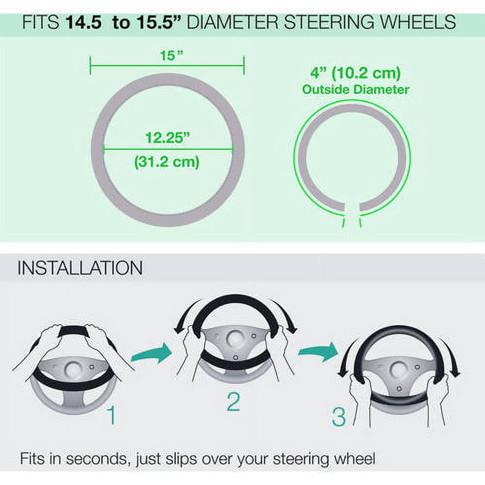 BDK Pink Floral Design Car Steering Wheel Cover, Standard Size 14.5 to 15.5"