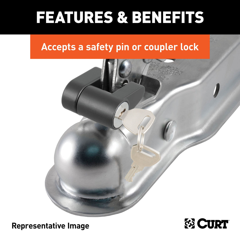 CURT 25128 Straight Tongue Trailer Coupler for 2-Inch Channel, 1-7/8-In Hitch Ball, 2,000 lbs