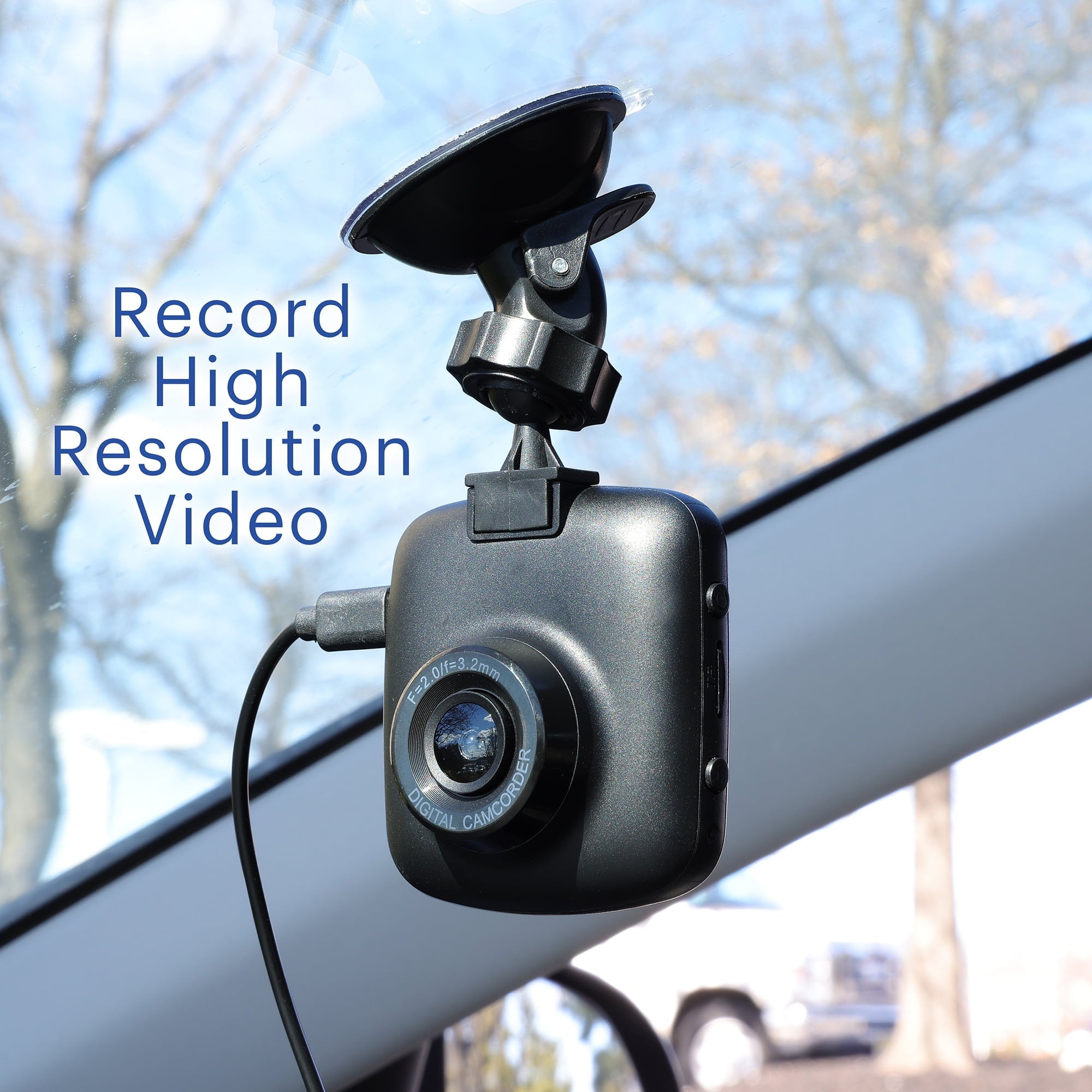 onn. 1080p HD Black Car Dash Cam, 2.4" LCD Screen, 110 Degree Vision Angle, Play Video Recordings, 0.5 lb.