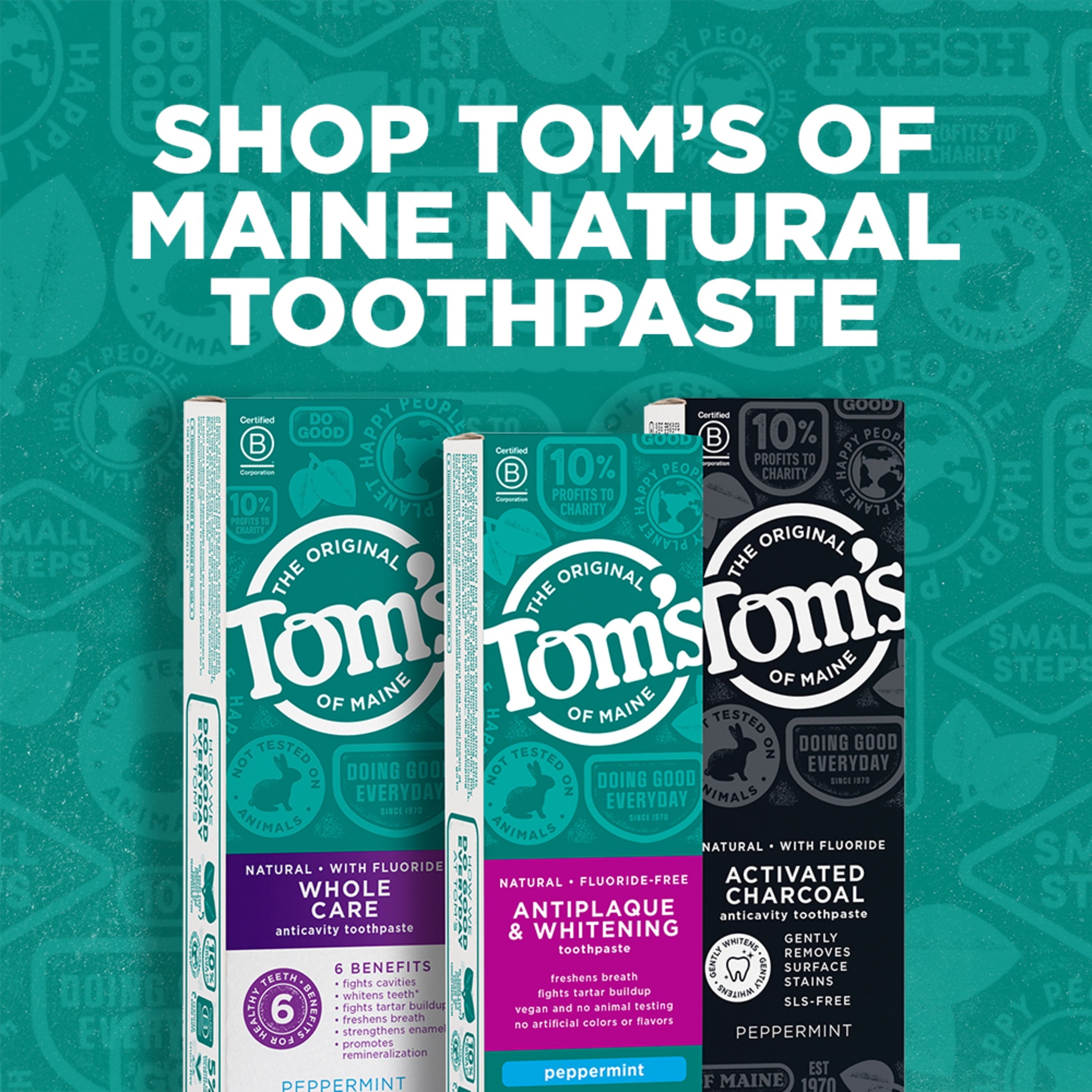 Tom's Antiplaque & Whitening Fluoride-Free Peppermint Toothpaste, 5.5oz, 2 Pack