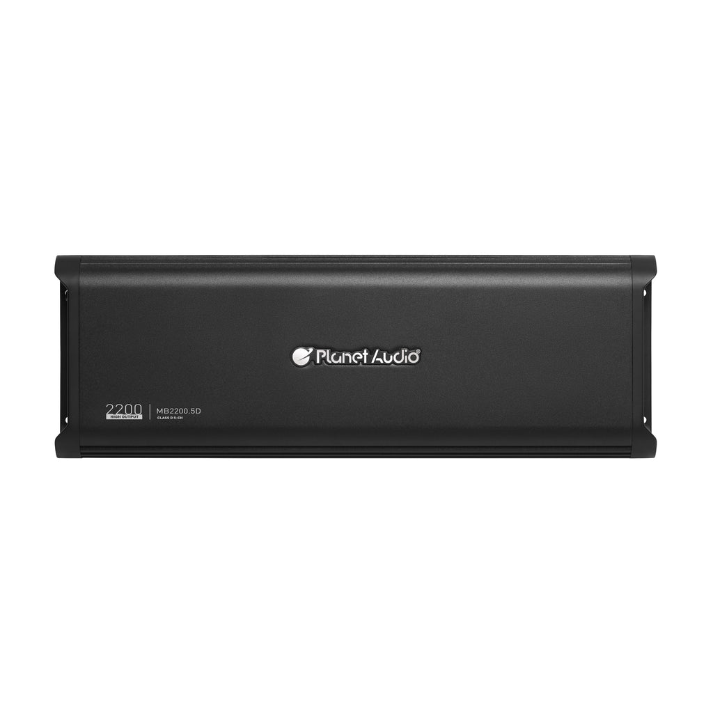 Planet Audio MB2200.5D Mini Bang Series Car Audio Amplifier - 2200 High Output, 5 Channel, Class D, 2 Ohm, Low/High Level Inputs, Low/High Pass Crossover, Full Range, Hook Up To Stereo and Subwoofer