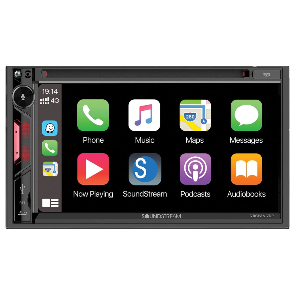 Soundstream VRCPAA-7DR 7" Double DIN DVD Head Unit with Apple CarPlay,Android Auto and Bluetooth