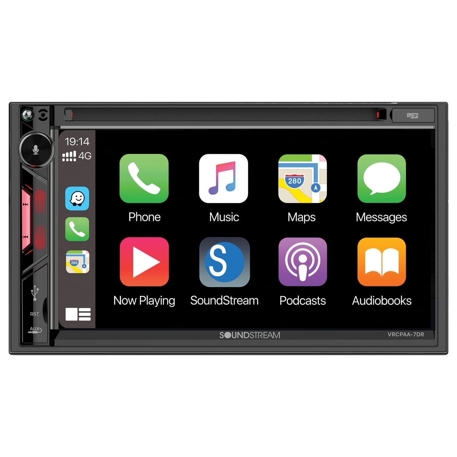 Soundstream VRCPAA-7DR 7" Double DIN DVD Head Unit with Apple CarPlay,Android Auto and Bluetooth